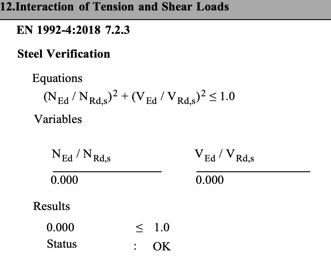 Combined Tension and Shear Loads